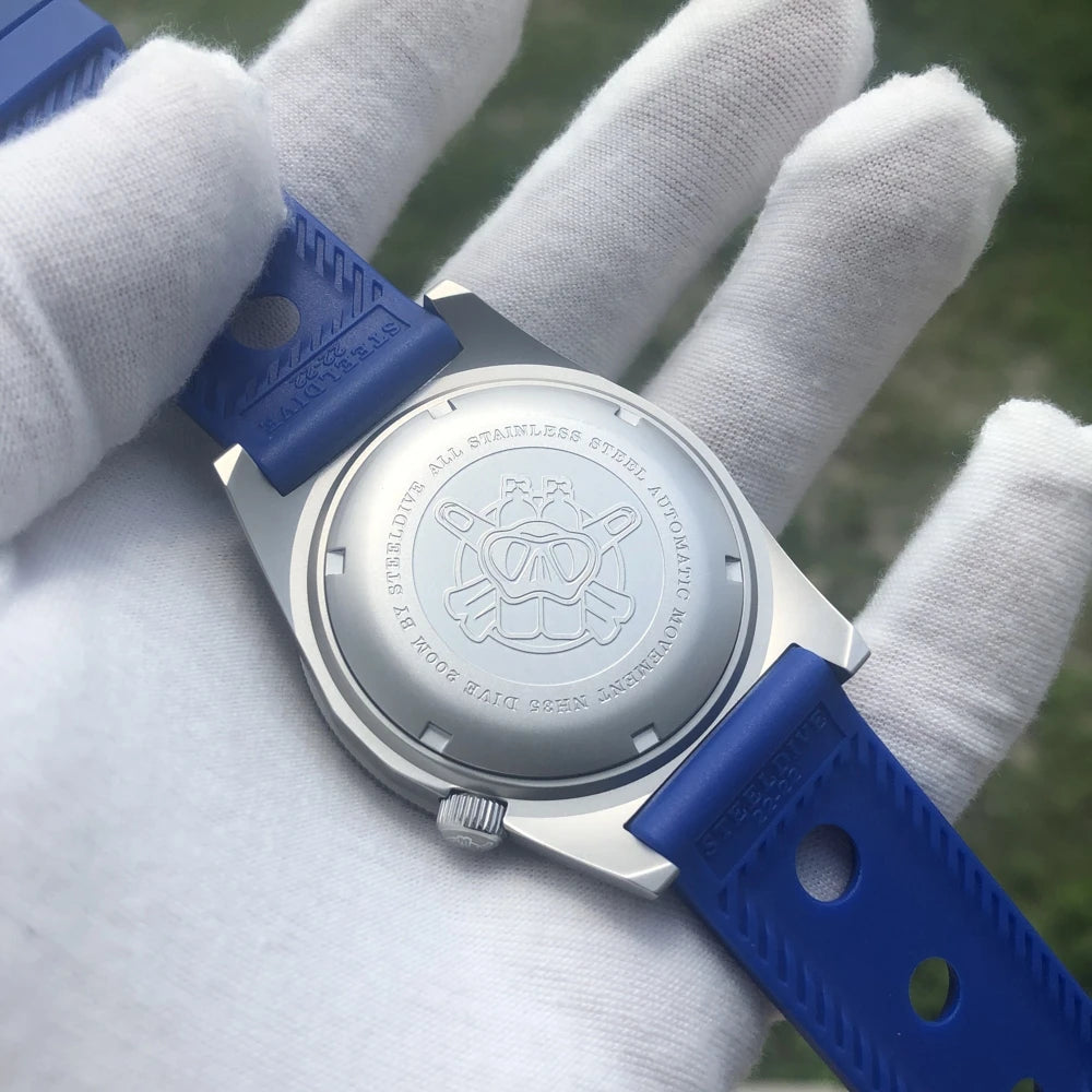 SD1979 New Arrival 2020 Upgraded Version Black Ceramic Bezel Stainless Steel Mens Dive Watch with Signed Crown