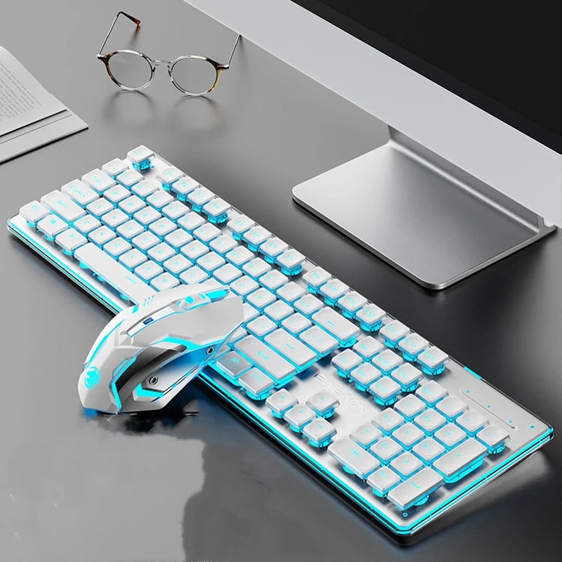 Metal Chassis Keyboard And Mouse Set Ultra-Thin Wireless Mechanical — Matte Black | KIMLUD