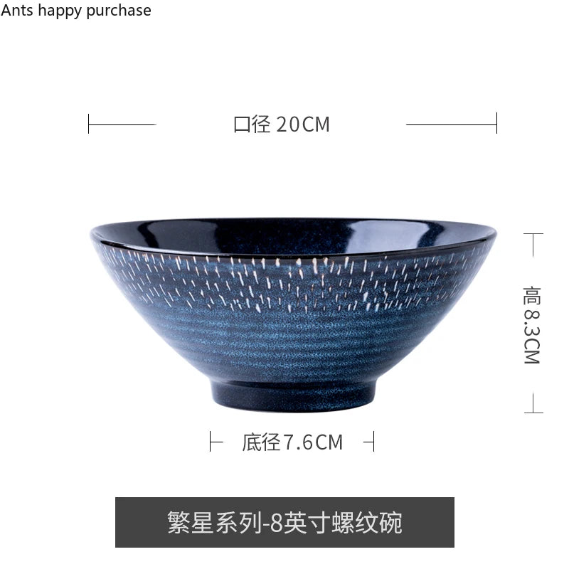 Ceramic Noodle Bowls Large Set — Cobalt Blue | KIMLUD
