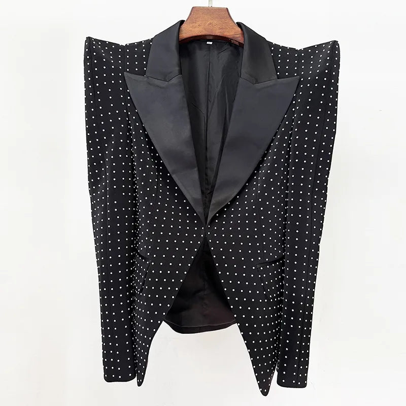 Beaded Blazer Striped Matching Sets — Black | KIMLUD