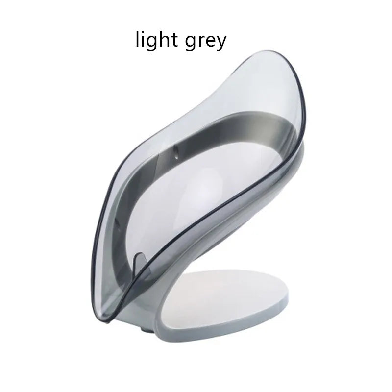 Leaf-Shaped Clear Plastic Soap Dish With Drain — Clear | KIMLUD