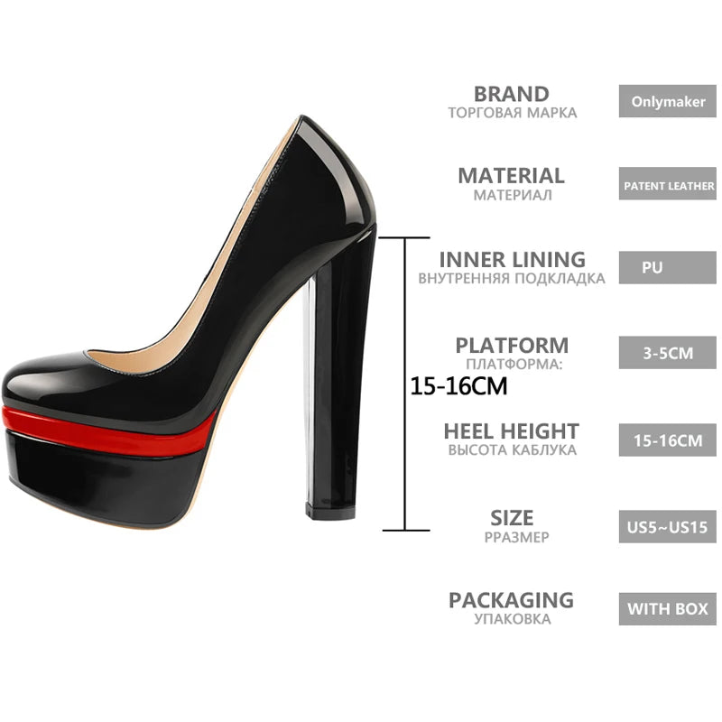 Pumps – Platform Round Toe High Heels Slip-On – PU | KIMLUD