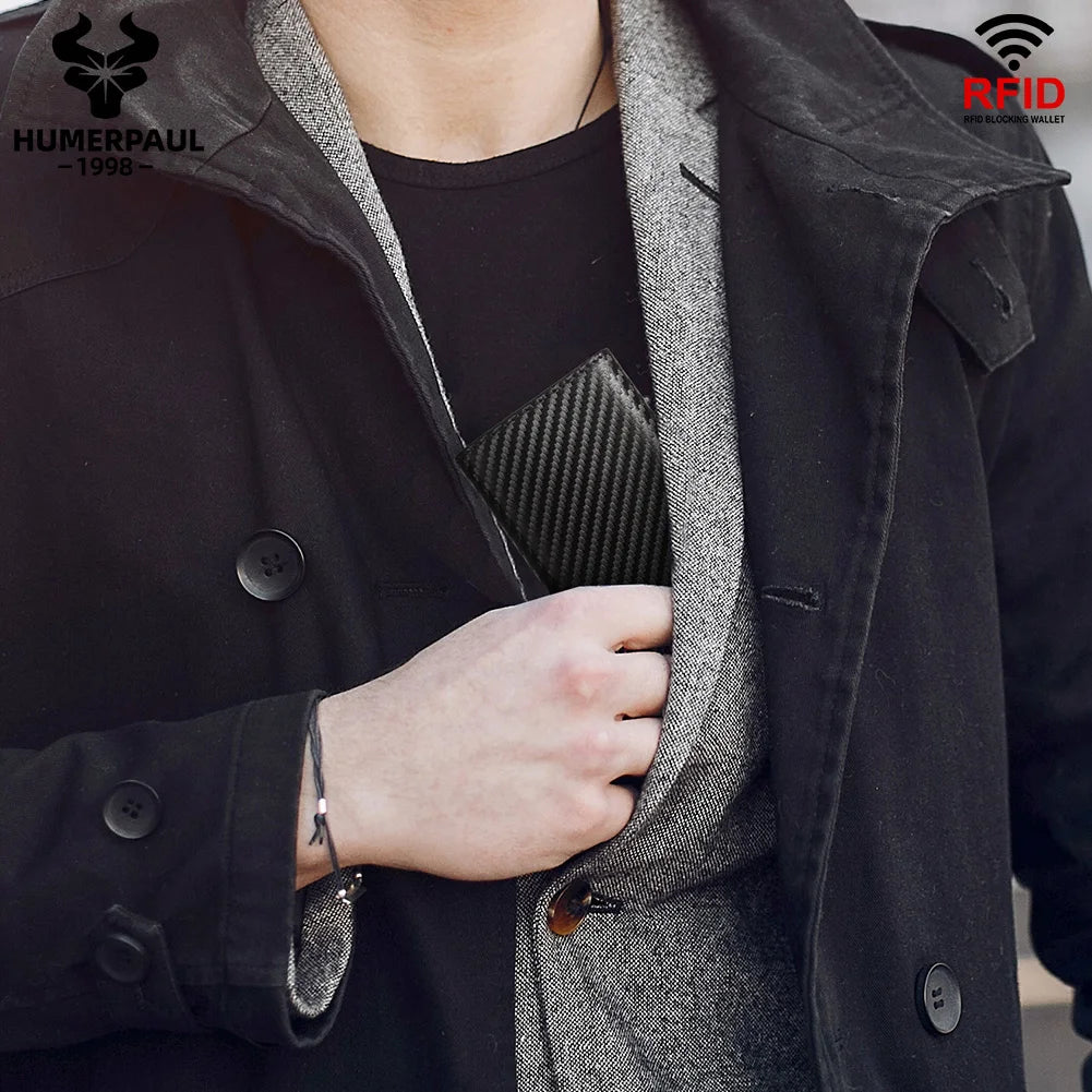 Wholesale Smart Credit Cards Holder Custom Logo Pop-Up Wallet for Men RFID Blocking Aluminum Carbon Fiber Credit CardHolder Case