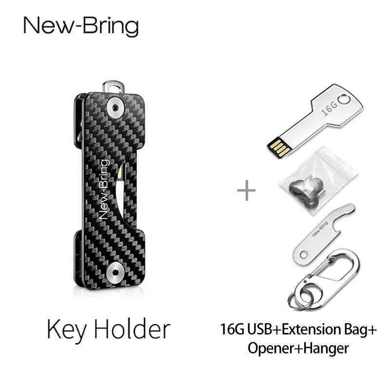 newbring-smart-key-holder-keychain-car-key-wallets-ring-collector-housekeeper-carbon-fiber-g2-diy-edc-pocket-key-organizer-smart-kimlud-kimlud-33911854