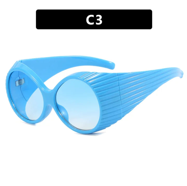 PC Thick Frame Round Sunglasses Solid — Black | KIMLUD
