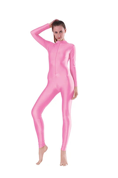 Unitard – Front Zip Mock Neck Long Sleeve – Nylon Elastane | KIMLUD