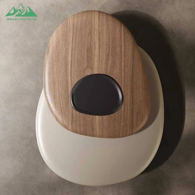 Wabi Sabi Wood Nesting Coffee Table Set Irregular Shape — Walnut | KIMLUD