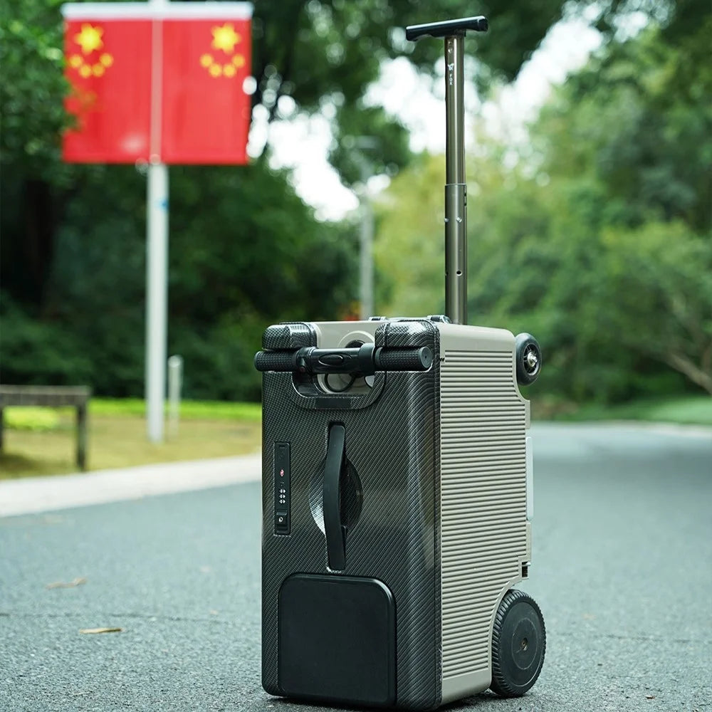 Matte ABS Exterior Luggage Travel Trolley Smart Scooter Riding — Black | KIMLUD