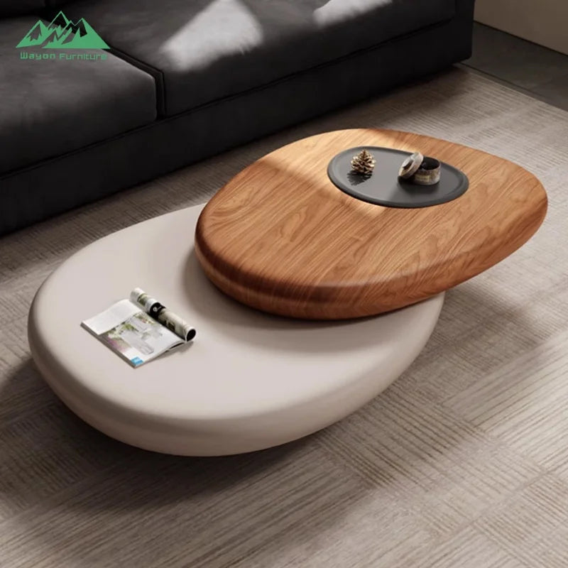 Wabi Sabi Wood Nesting Coffee Table Set Irregular Shape — Walnut | KIMLUD