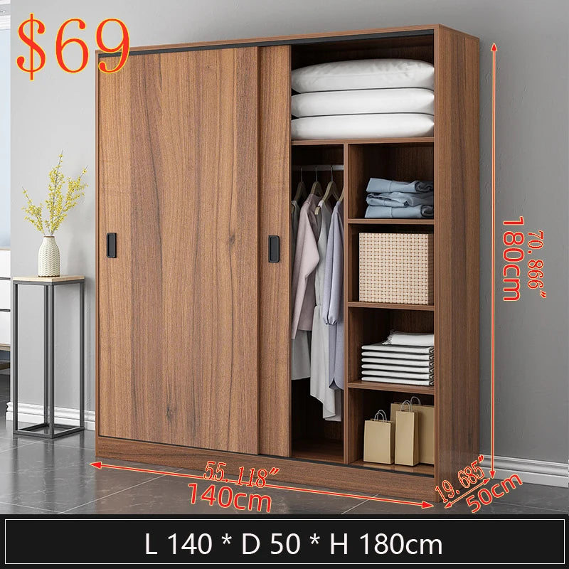 Walnut Wood Wardrobe Sliding Door — Walnut | KIMLUD