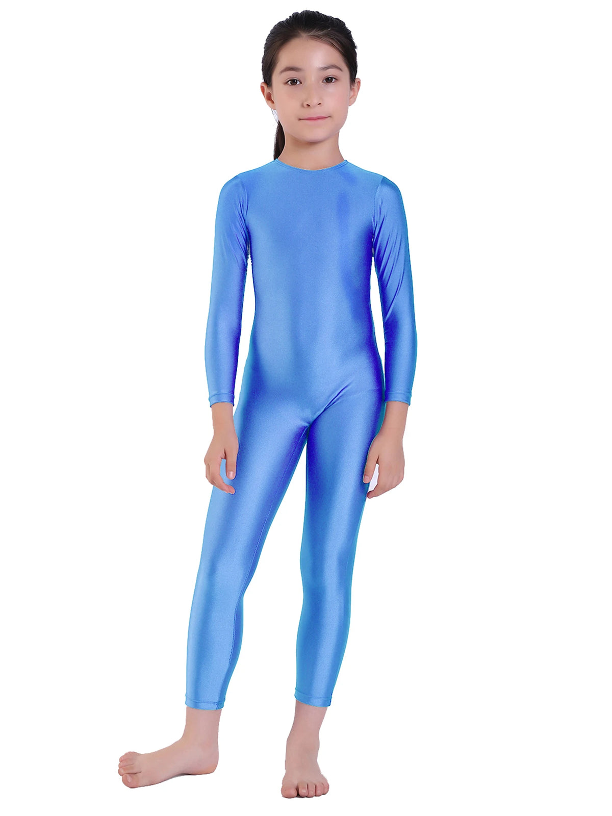 Kids Unitard – Long Sleeve – Nylon Spandex – Black | KIMLUD