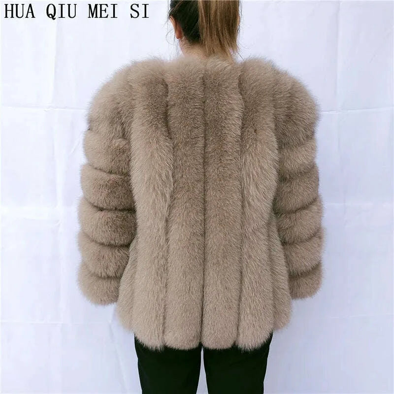 KIMLUD, Women's clothing fur coat red fox coat vertical stripe silver fox red fox fur coat fox fur coat women's natural fur coat coat, KIMLUD Womens Clothes