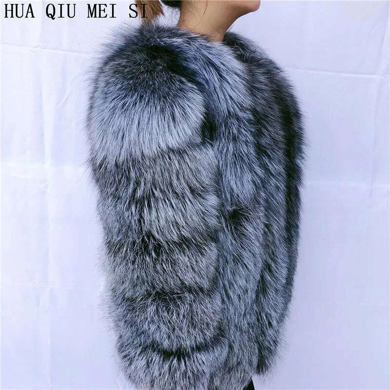 KIMLUD, Women's clothing fur coat red fox coat vertical stripe silver fox red fox fur coat fox fur coat women's natural fur coat coat, KIMLUD Womens Clothes
