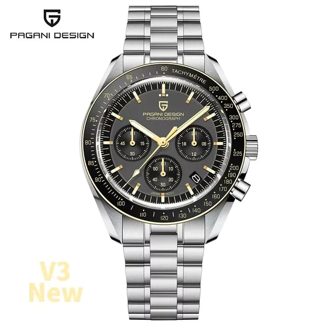 New Version PAGANI DESIGN 1701 Luxury Men Quartz Chronograph Wrist Watches VK63 Movement Stainless Steel Sport Waterproof Clock