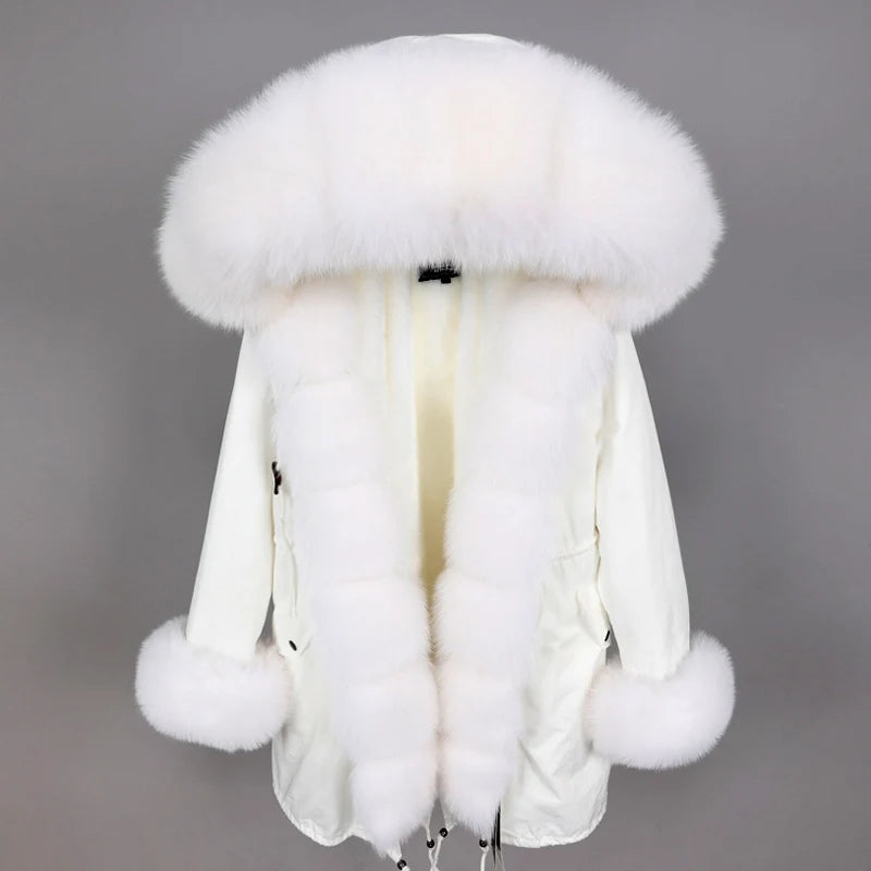 2023 Super Hot Winter Jacket Hooded Long Overcoat Parkas Female Clothes Removable Real Fox Fur Collar Coats Woman