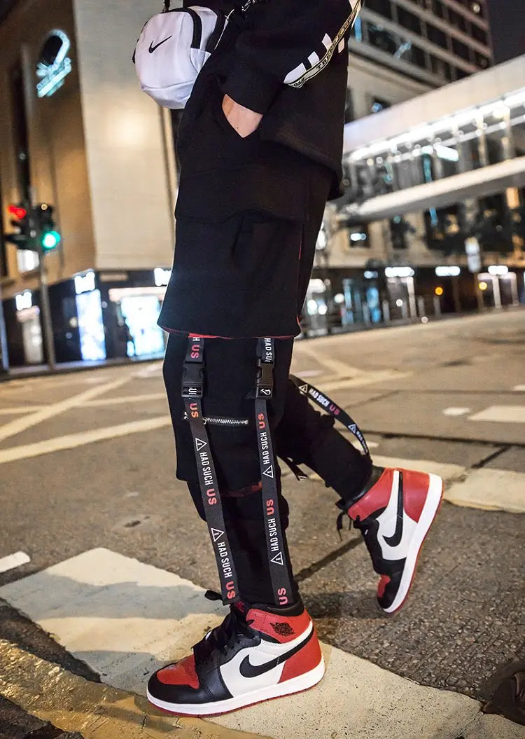 Harajuku Cargo Pants Techwear Joggers Multi Pocket Urban Streetwear Elements — Black | KIMLUD