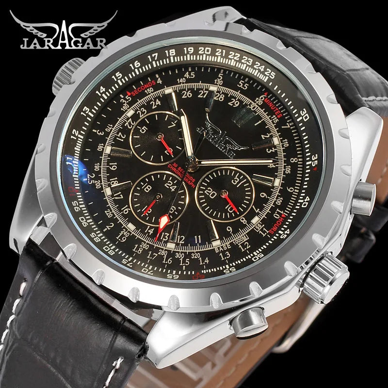 Blue Glass Design Automatic Stainless Steel Men's Business Mechanical Wristwatch with Luminous Date Clock