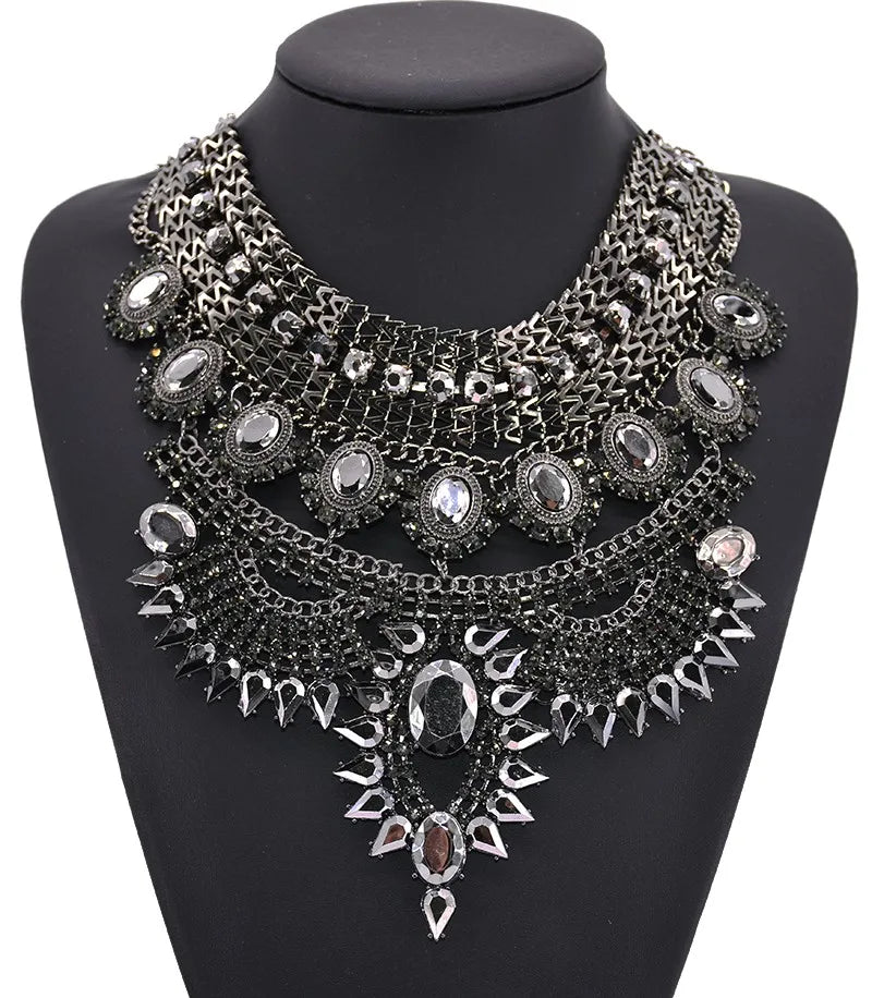 Boho Long Maxi Coin Necklace Women Vintage Ethnic Statement Big Collar Tassel Choker Necklace Femme Silvery Gypsy Jewellery