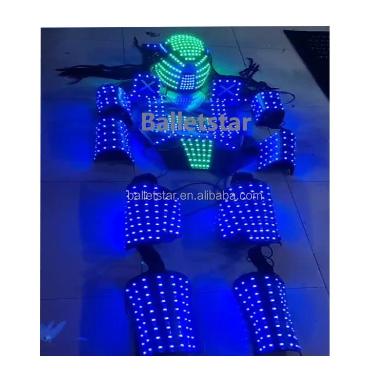 LED Light Robot Stilts Walker Costume — Electric-Blue | KIMLUD