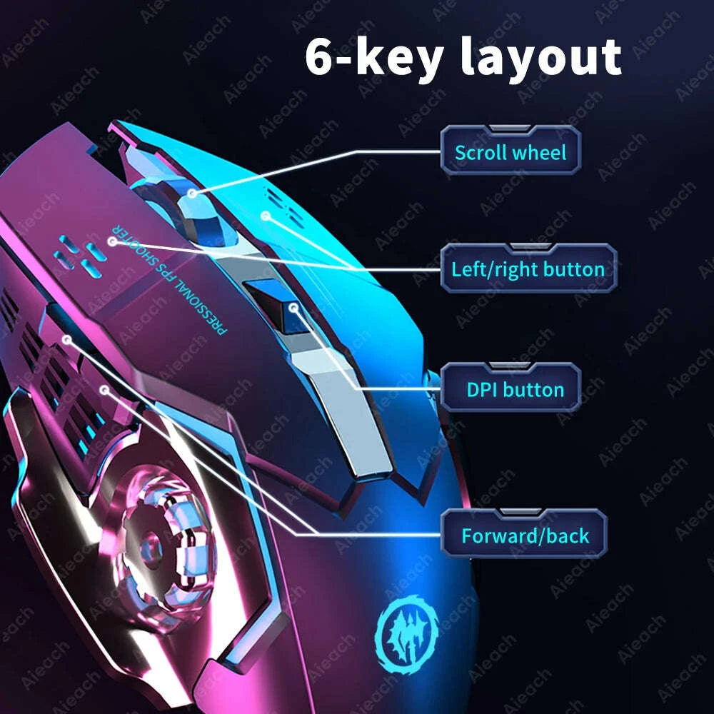 KIMLUD, AIEACH Bluetooth Mouse Gaming Computer Rechargeable Wireless Mouse USB Mechanical E-Sports Backlight PC Gamer Mouse For Computer, KIMLUD Womens Clothes