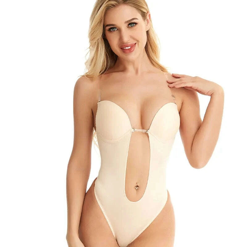 KIMLUD, Women Body Shaper Bra Backless Bodysuits Thong Invisible Tummy Control Shapewear Girdle Sheath Slimming Underwear Push Up Corset, KIMLUD Womens Clothes