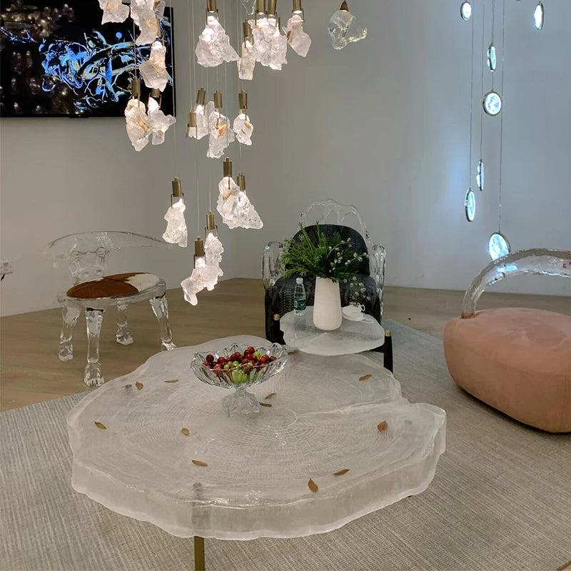 Modern Asymmetrical Transparent Coffee Table Creative Design for Luxury Tea Table Panel Small Apartment Living Room Furniture