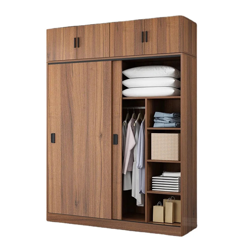Walnut Wood Wardrobe Sliding Door — Walnut | KIMLUD