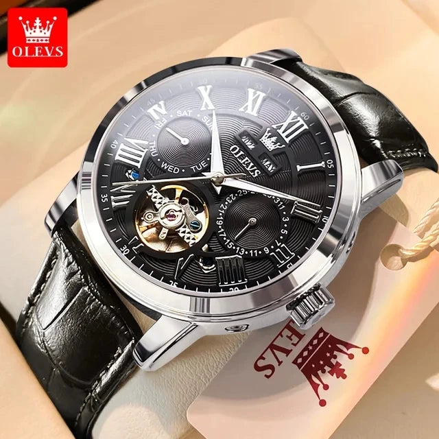 OLEVS 6668 Luxury Brand Men Business Mechanical Wrist Watch Mens Fashion Casual Classic Reloj Chronograph Semi-Automatic Watch
