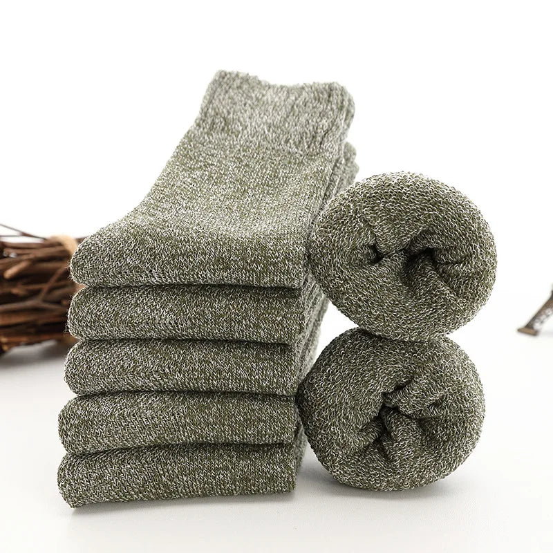 Thermal Cotton-Blend Socks 5-Pair Pack For Men — Black | KIMLUD