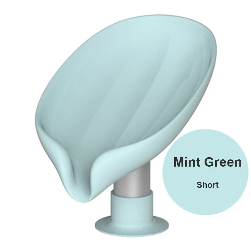 Leaf-Shaped Clear Plastic Soap Dish With Drain — Clear | KIMLUD