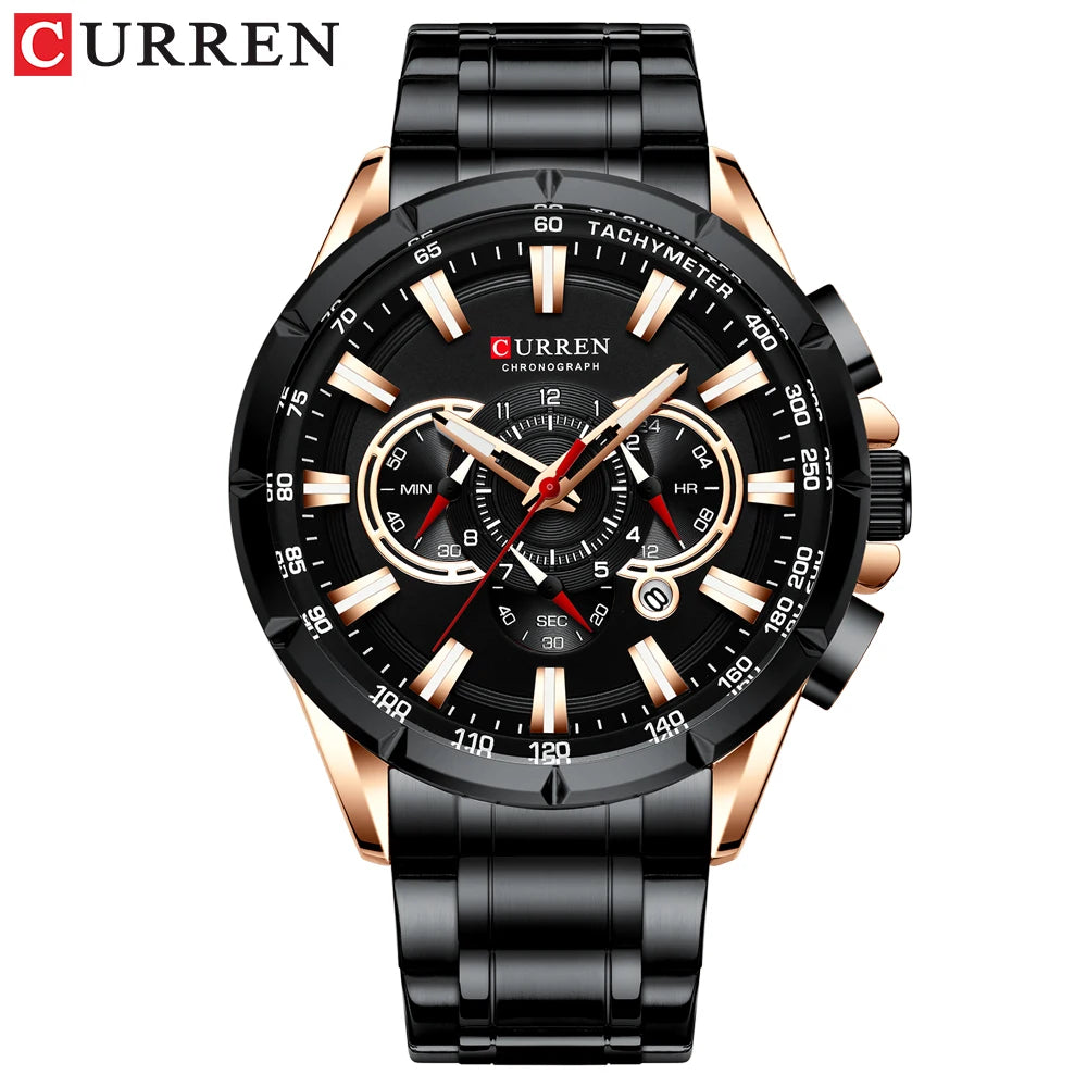 Stainless Steel Chronograph Watch — Silver | KIMLUD