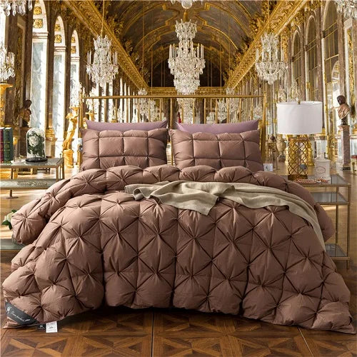 3D luxury 100% Goose Down Duvet Quilted Quilt King Queen Full size Comforter Winter Thick Blanket Solid Color