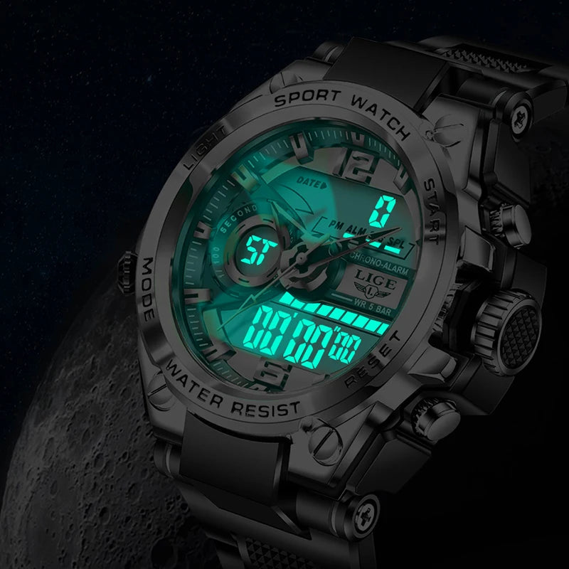 Digital Military Solid Quartz Watch — Black | KIMLUD