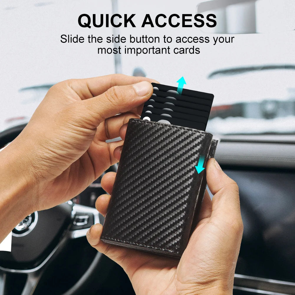 Wholesale Smart Credit Cards Holder Custom Logo Pop-Up Wallet for Men RFID Blocking Aluminum Carbon Fiber Credit CardHolder Case