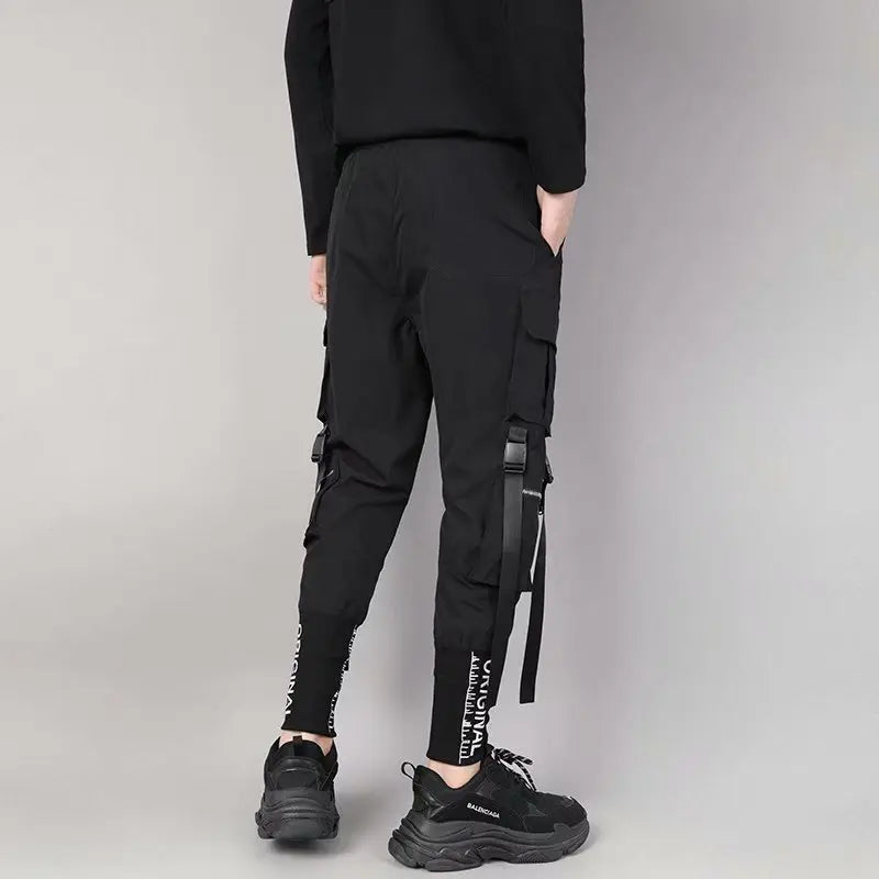 Harajuku Cargo Pants Techwear Joggers Multi Pocket Urban Streetwear Elements — Black | KIMLUD