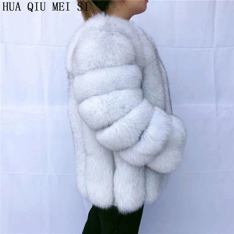 KIMLUD, Women's clothing fur coat red fox coat vertical stripe silver fox red fox fur coat fox fur coat women's natural fur coat coat, KIMLUD Womens Clothes