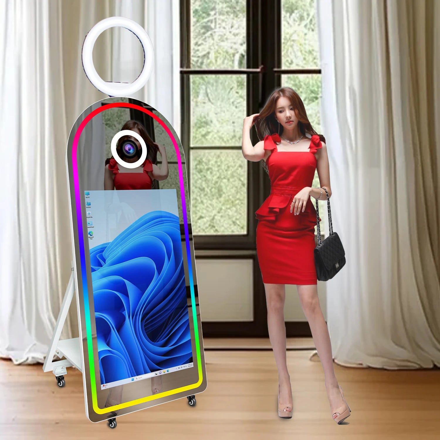 Fashion Arch Magic Mirror Photo Booth Machine With 43 Inch Touch Screen Camera and Printer Selfie Mirror Photobooth for Events