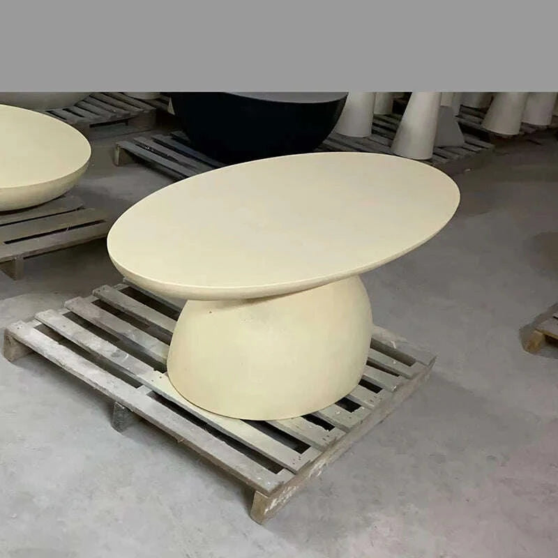 KIMLUD, Rice White Cement Concrete Furniture Apartment Durable Custom Midcentury Asian Outdoor Quality Tea Table Restaurant Furniture, KIMLUD Womens Clothes