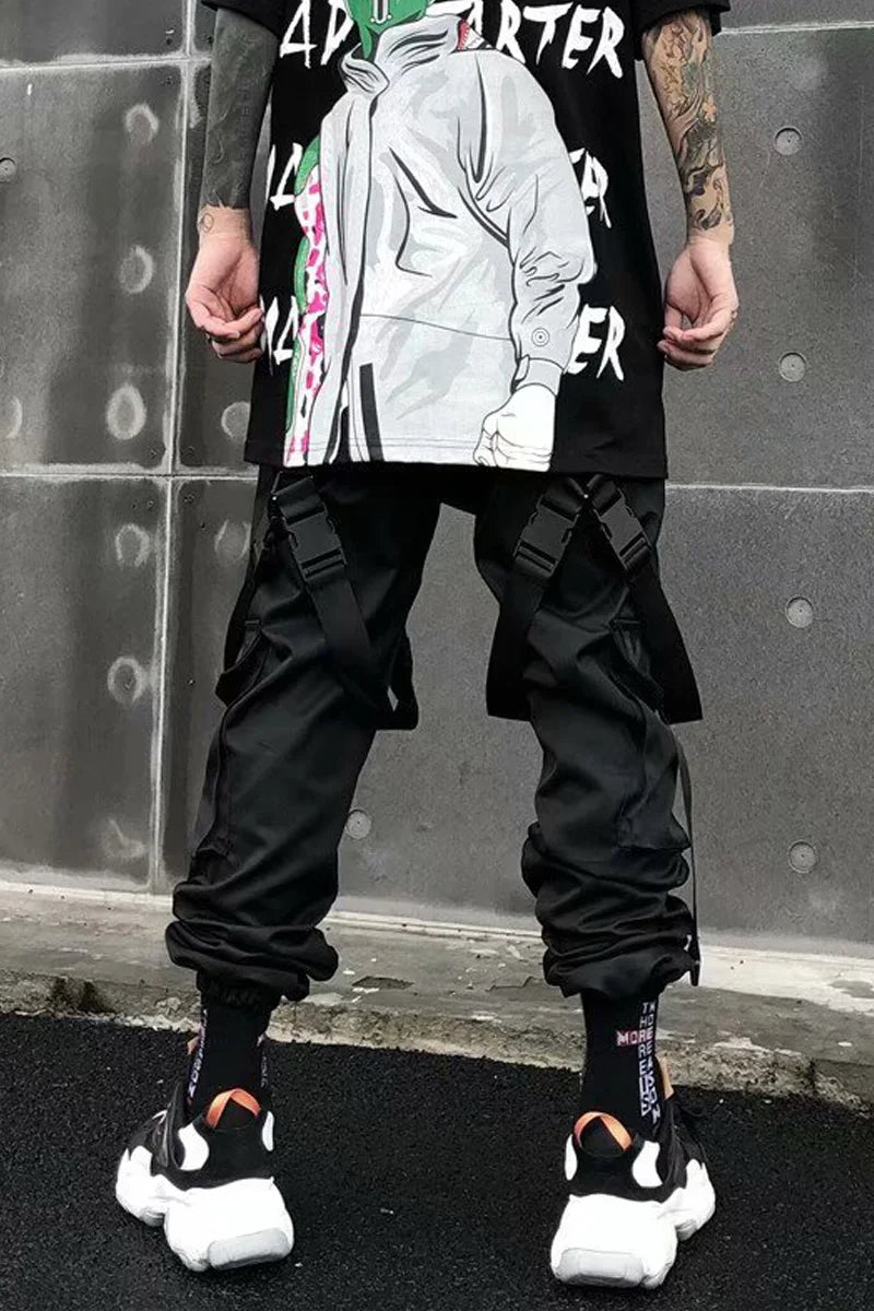 Harajuku Cargo Pants Techwear Joggers Multi Pocket Urban Streetwear Elements — Black | KIMLUD