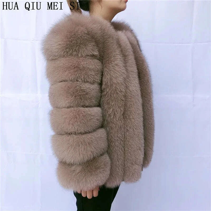 KIMLUD, Women's clothing fur coat red fox coat vertical stripe silver fox red fox fur coat fox fur coat women's natural fur coat coat, KIMLUD Womens Clothes