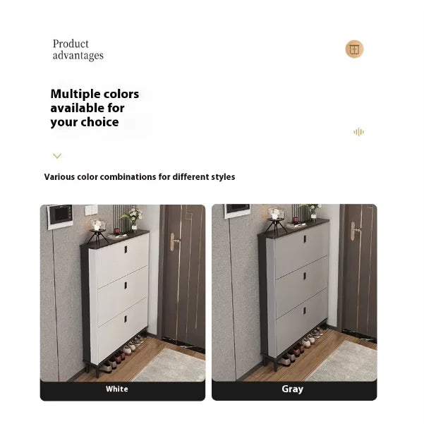 Ultra-Thin MDF Entryway Shoe Cabinet Large Capacity — Cool Gray | KIMLUD