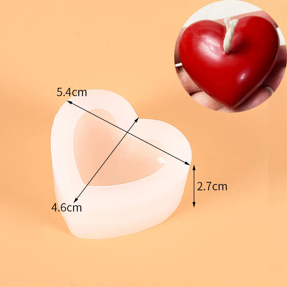 Valentine's Day Ornament Silicone Candle Mold DIY Hand Hold Heart Soap Molds Plaster Chocolate Baking Making Home Festival Decor