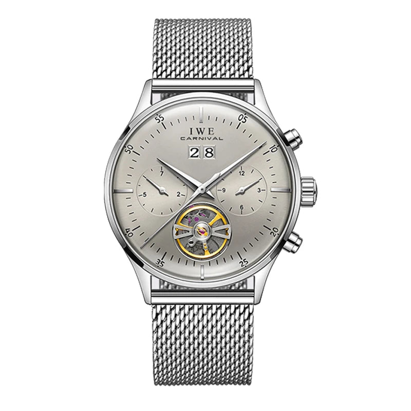 CARNIVAL Skeleton Tourbillon Watches Men Fashion Casual Waterproof Men Rose Gold Automatic Mechanical Watch Relogios Masculino