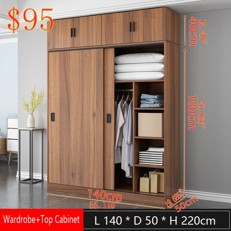 Walnut Wood Wardrobe Sliding Door — Walnut | KIMLUD