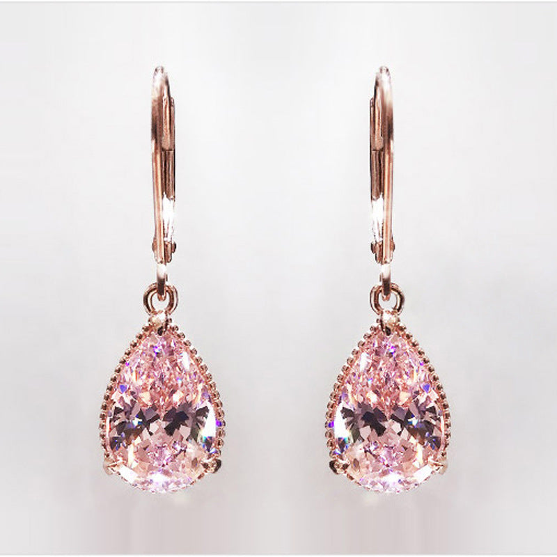 Natural Pink Quartz Drop Earrings for Women 18k Rose Gold Romantic Fashion Fine Jewelry Topaz Gemstone Bizuteria Luxury Earrings
