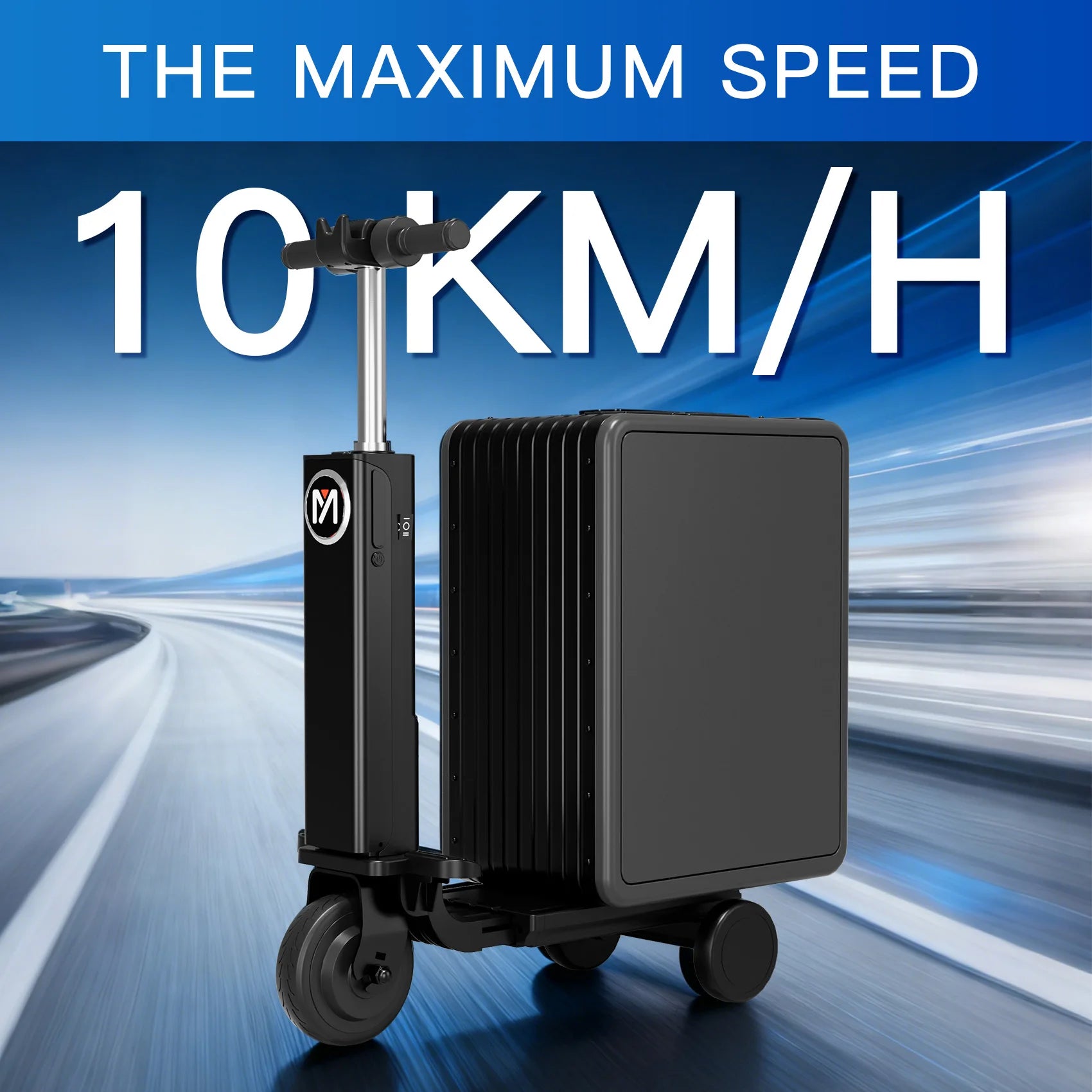 Aluminum Alloy Suitcase Rideable Smart Rolling — Black | KIMLUD