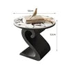 Oval Coffee Table With Integrated Lighting And Sculptural Twin-Curve Metal Base — White | KIMLUD