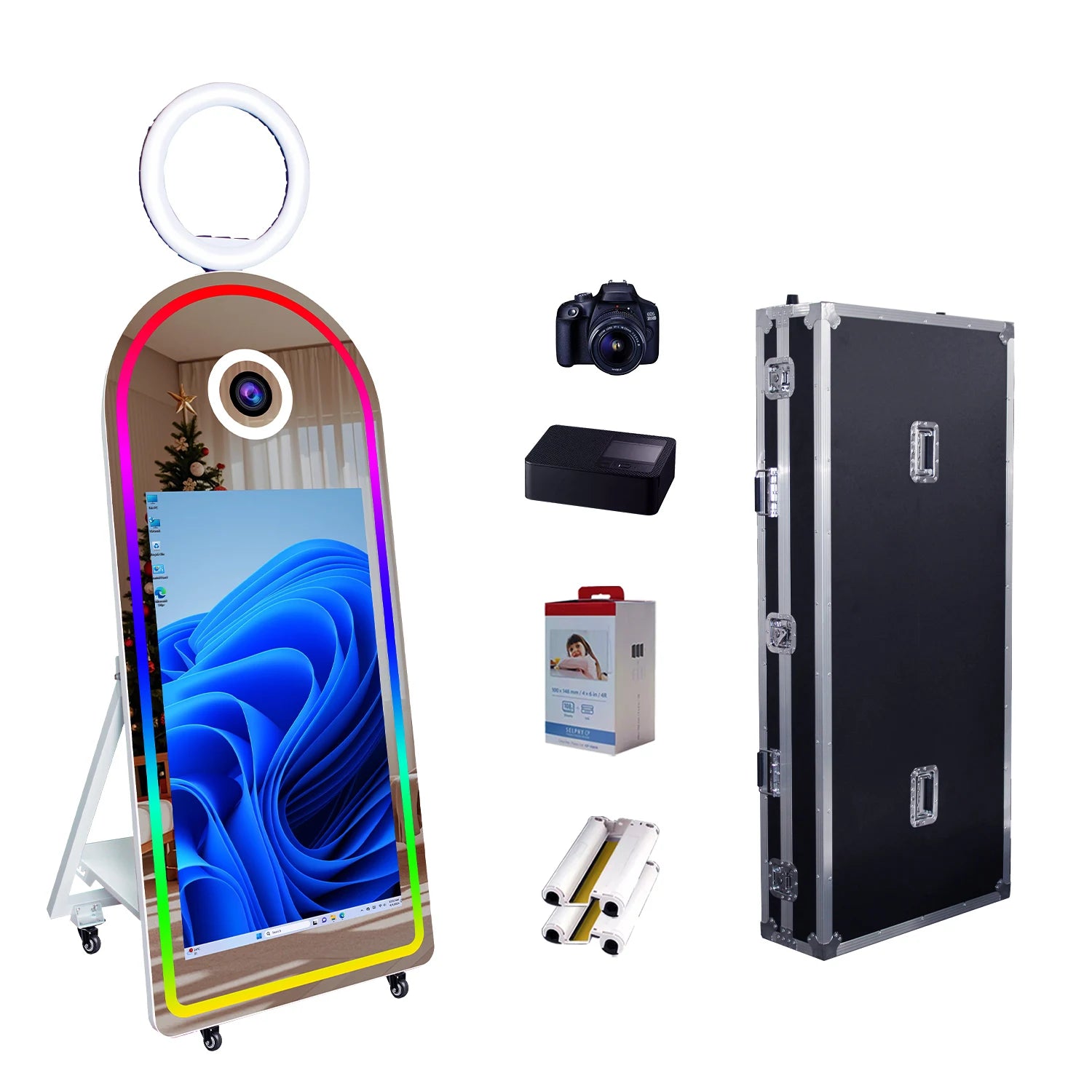 Fashion Arch Magic Mirror Photo Booth Machine With 43 Inch Touch Screen Camera and Printer Selfie Mirror Photobooth for Events