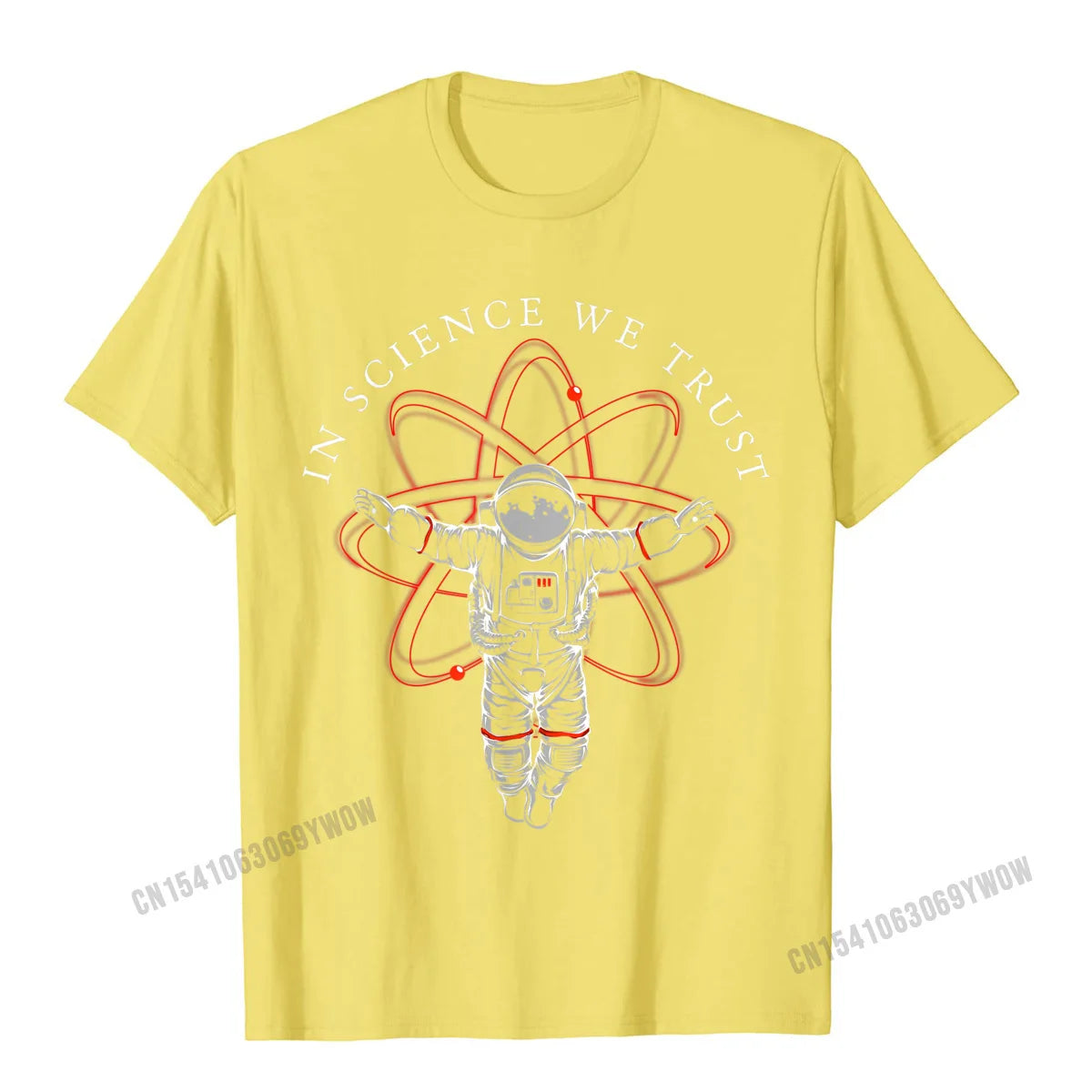 Men's T-Shirt – In Science We Trust Astronaut Print – Cotton Black | KIMLUD