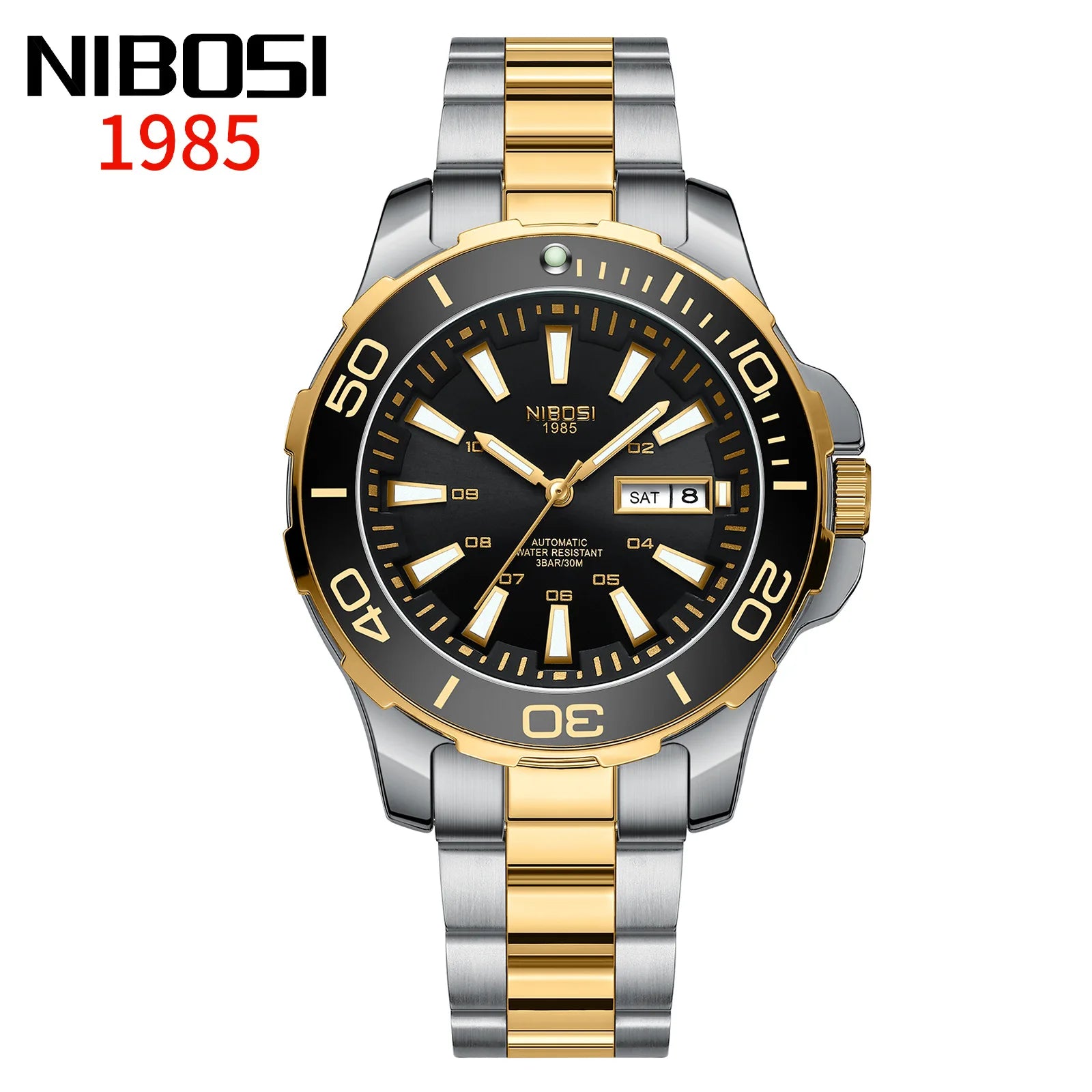 NIBOSI Automatic Men Watch Mechanical Waterproof Date Week Watches Men's Sports Wristwatch Man Stainless Steel Relogio Masculino